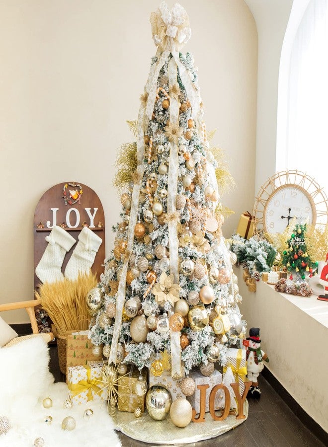 XmasExp 32ct Christmas Ball Ornaments Set -Champagne Clear Plastic Shatterproof Xmas Tree Ball Decorations Hanging Baubles for Holiday Decor - Image 4